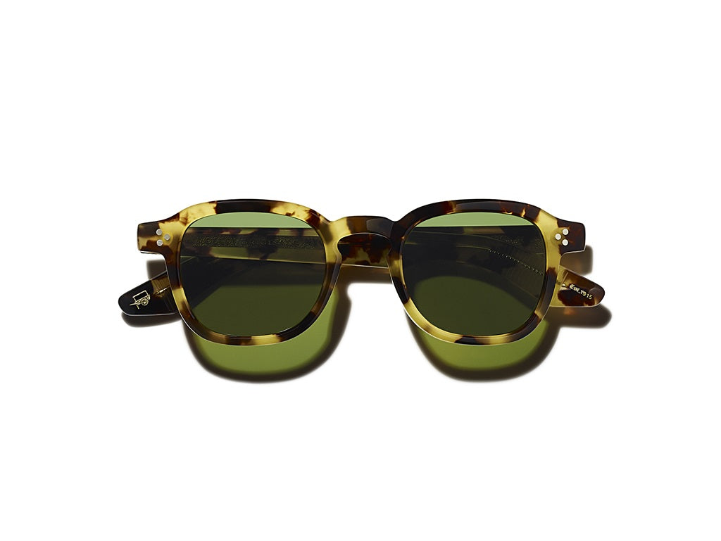 Moscot Momza Sun Sonnenbrille, Frontansicht Heritage Tortoise/Green