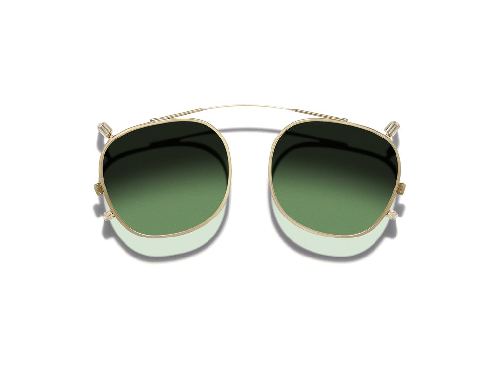 Moscot Dolt Clip Sonnenclip, Frontansicht Gold, Tönung Forest Wood