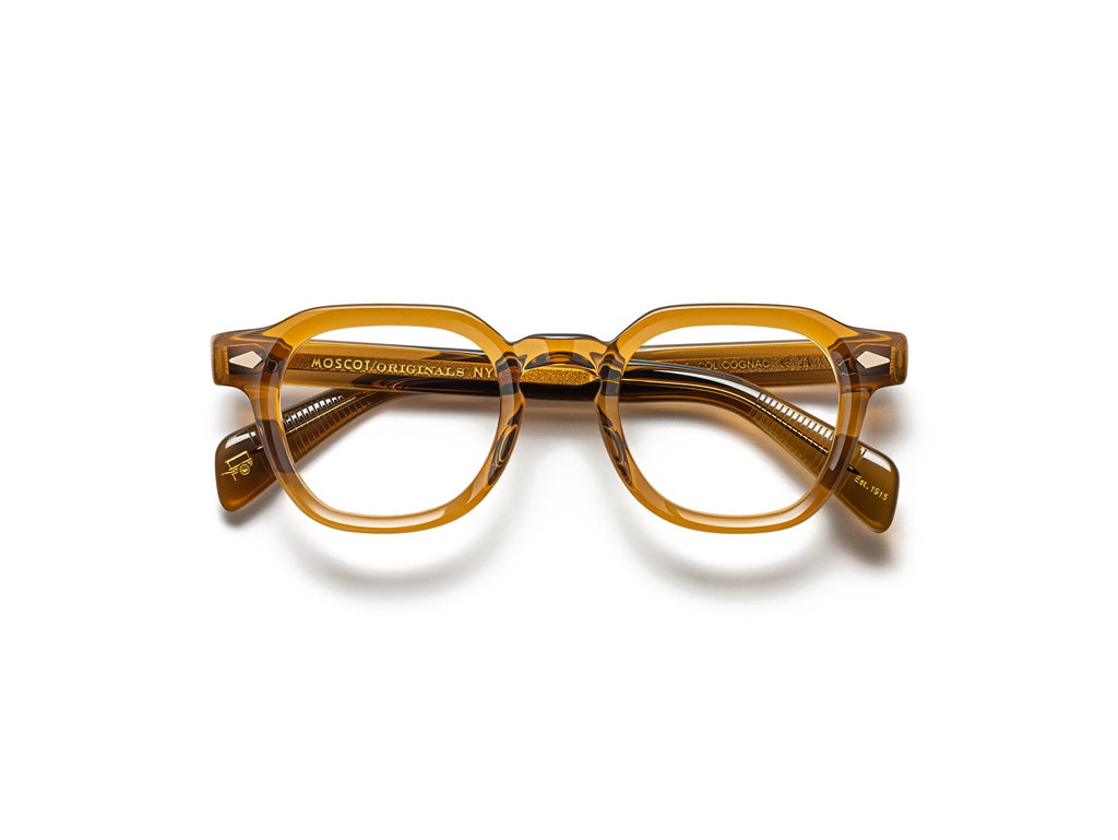 Moscot Dolt Brille, Frontansicht Cognac