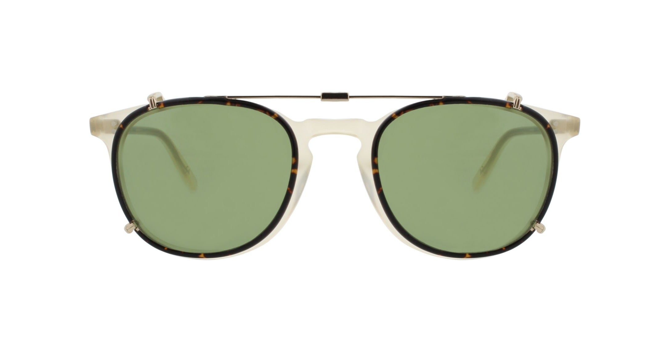 Garrett Leight Kinney Clip Gold-Dark Golden Tortoise/Green - City Optikhaus