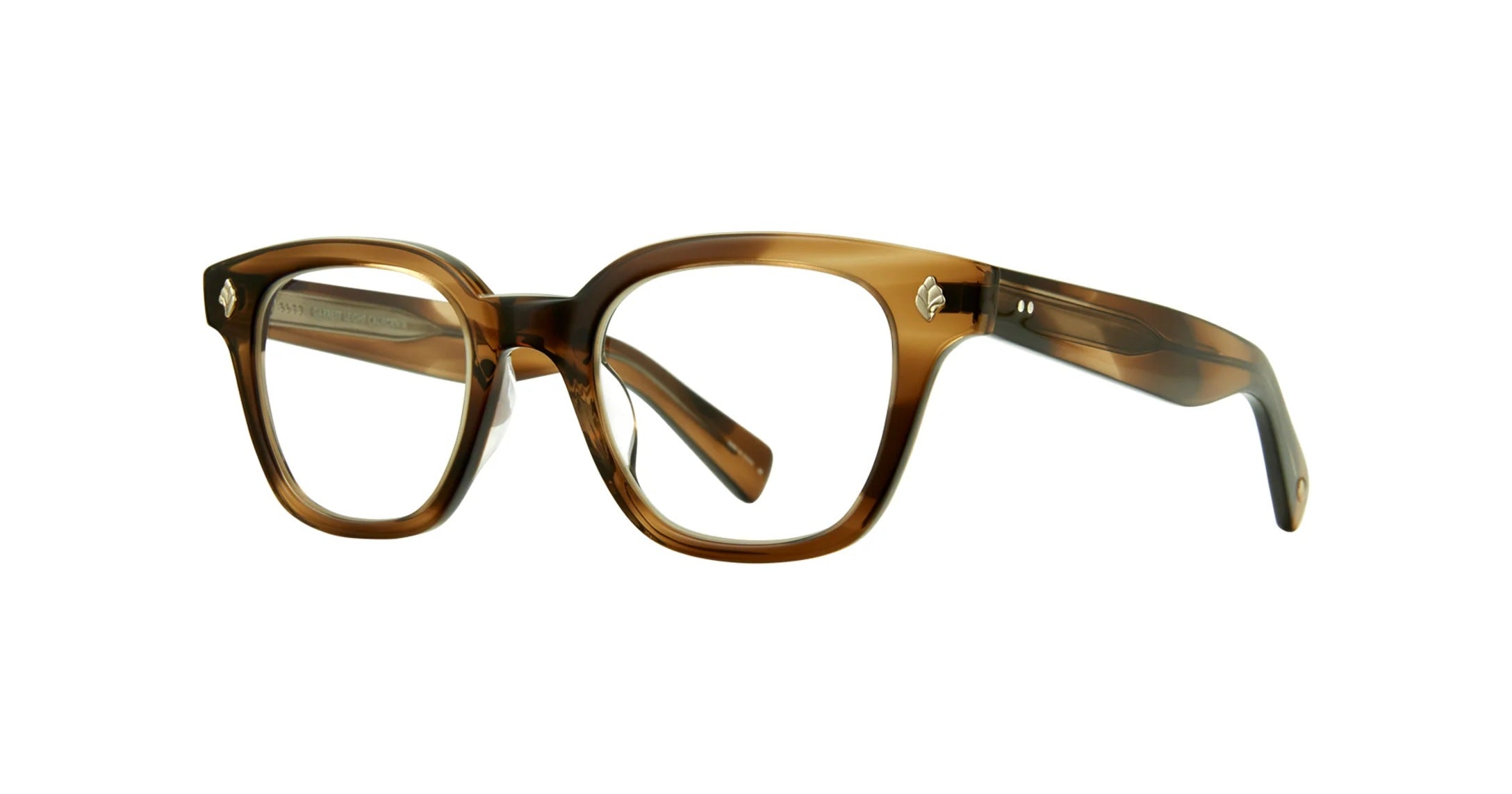 Garrett Leight Naples Brille, Schrägansicht Khaki