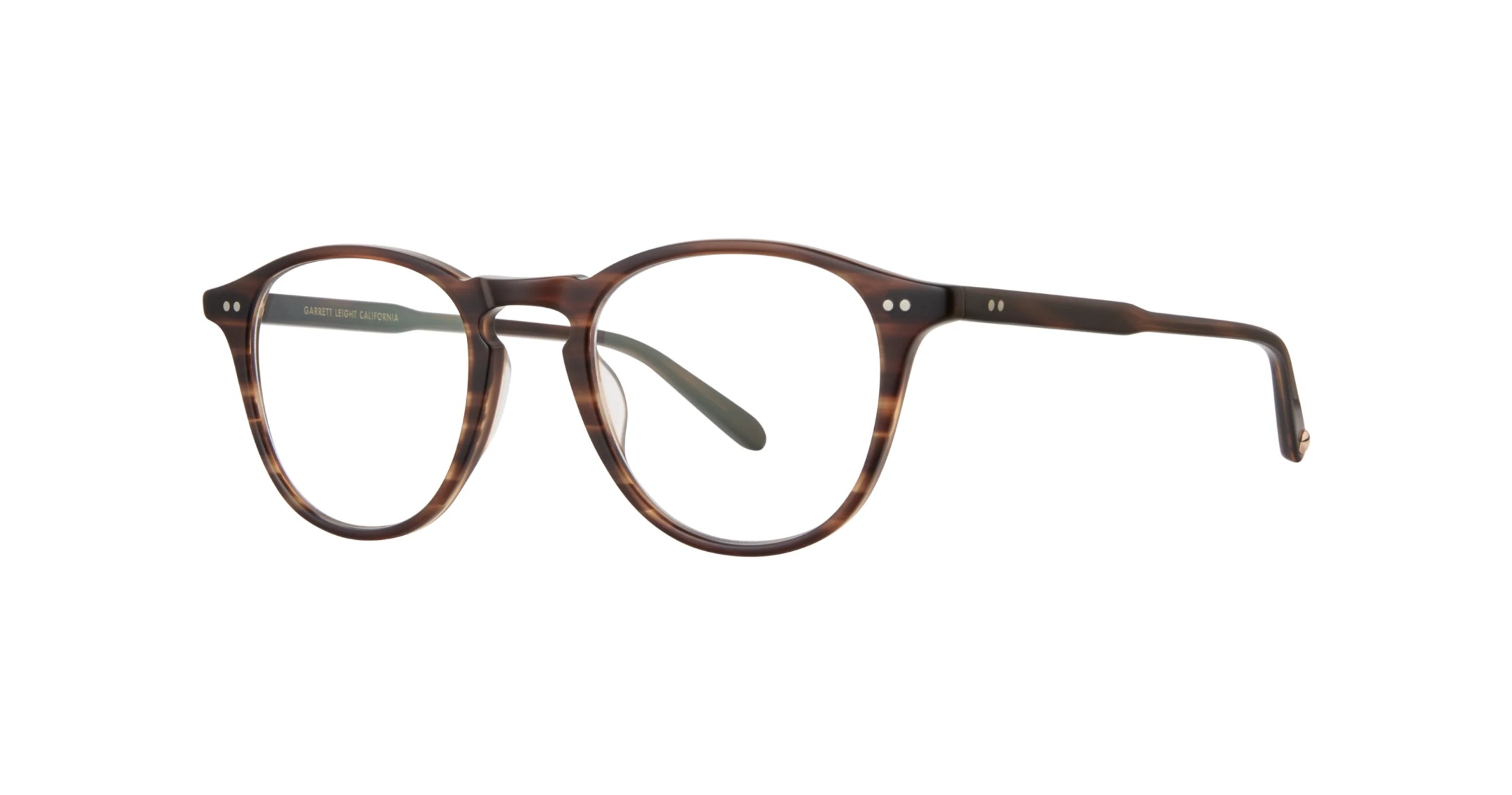 Garrett Leight Hampton Brille, Schrägansicht Matte Brandy Tortoise