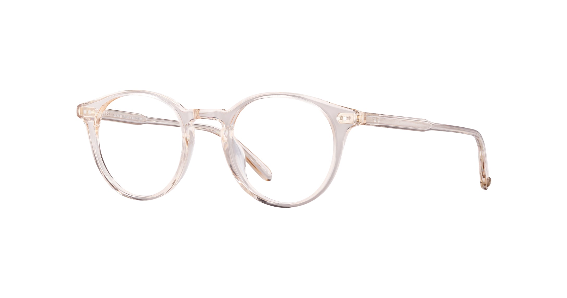 Garrett Leight Clune Brille, Schrägansicht Shell Crystal