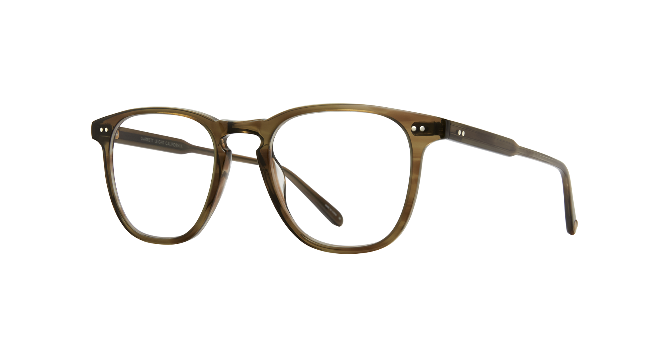 Garrett Leight Brooks Brille, Schrägansicht Olive Tortoise