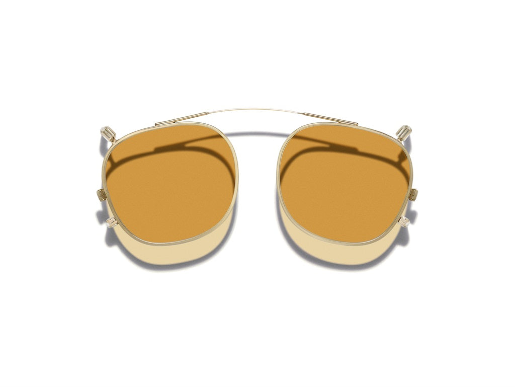 Moscot Dolt Clip Sonnenclip, Frontansicht Gold, Tönung Amber