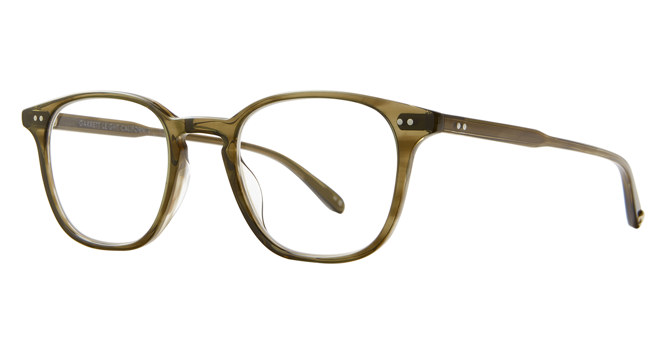 Garrett Leight Clark Brille, Schrägansicht Olive (OT)