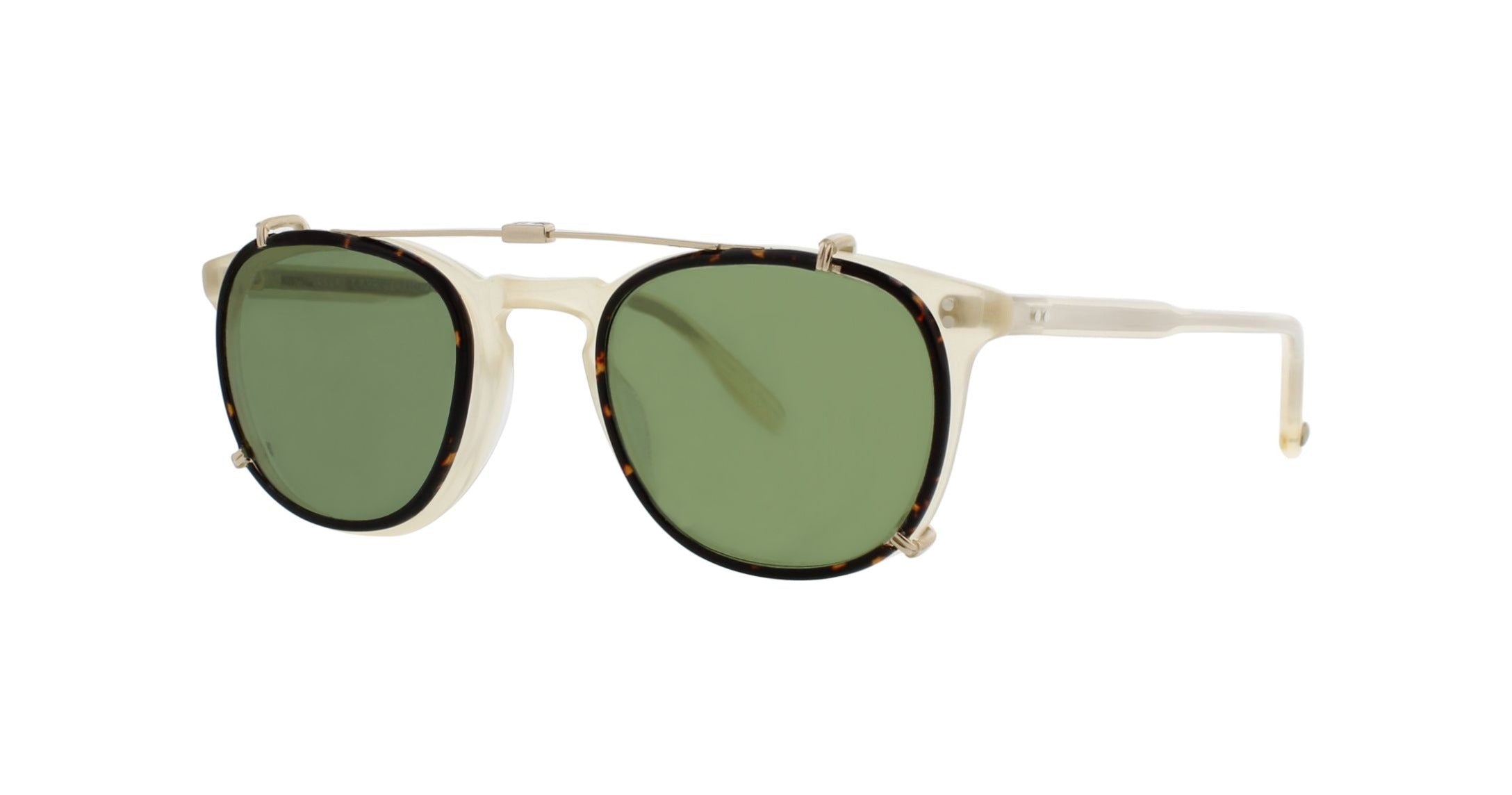 Garrett Leight Kinney Clip Gold-Dark Golden Tortoise/Green Seitenansicht - City Optikhaus
