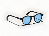 Moscot Miltzen Tints Sonnenbrille, Seitenansicht Celebrity Blue